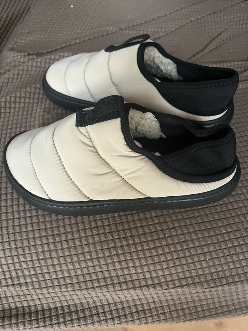 CROCS Kids Quilted Puff Slip-Ons in Cream and Black - Picture 3 of 4